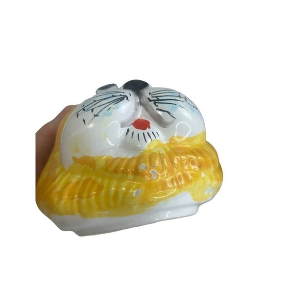 GUARD CAT hollywood regency vtg ceramic cookie jar Leo Lion fiori italian art - Picture 9 of 16